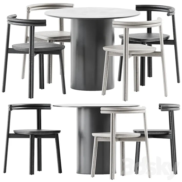 Dial Dining Table and Twill Chair by DesignByThem 3DSMAX Model