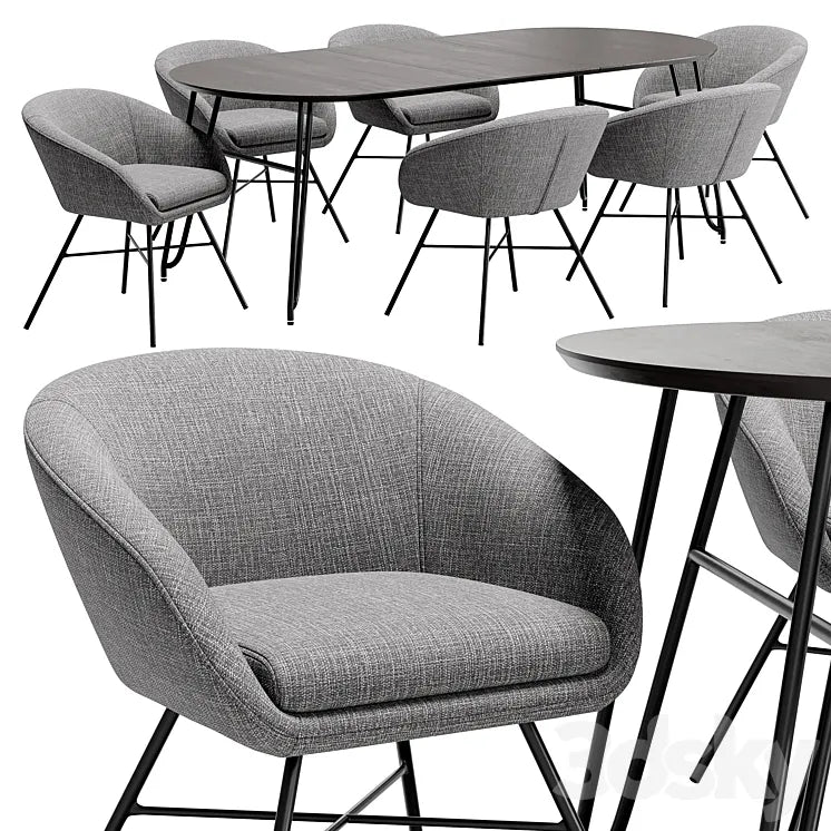 Dining chair Amur and table Norfort 3DSMAX Model