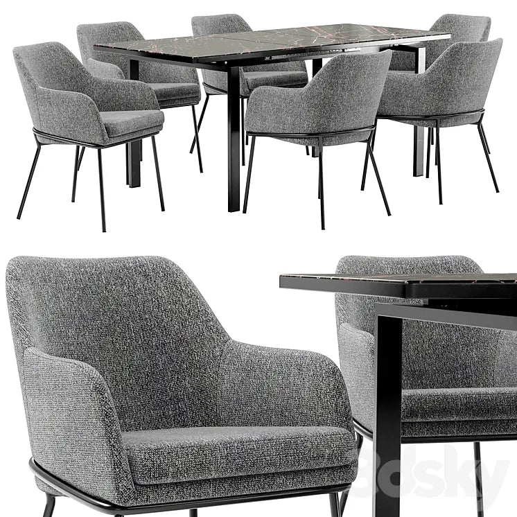 Dining chair Cozy and table Areal 3DSMAX Model