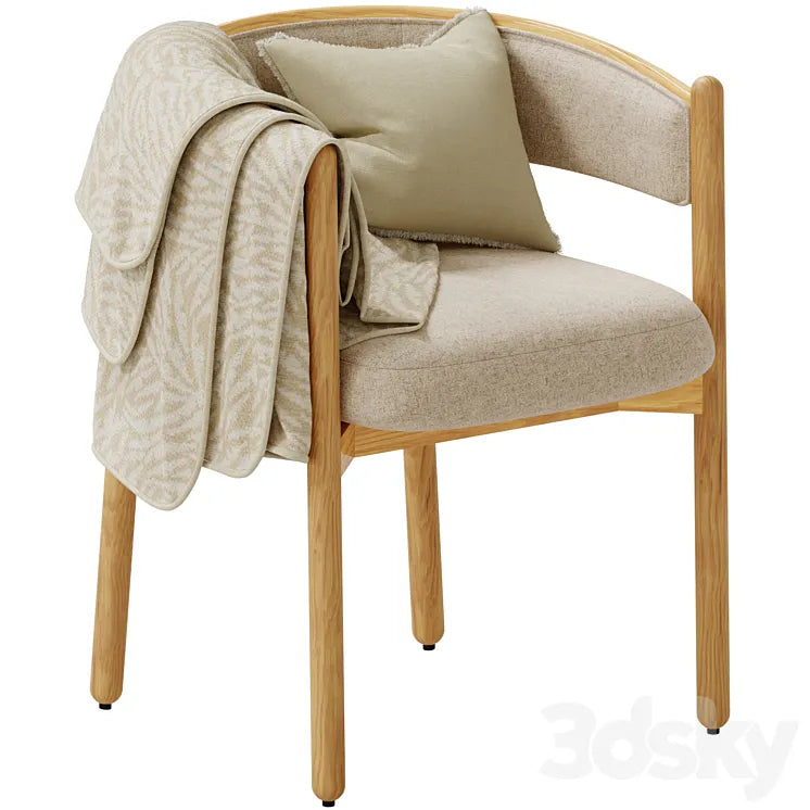 Dining chair in hevea and cotton Natesse 3DSMAX Model