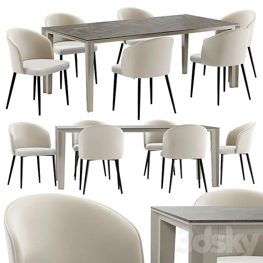 Dining chair Ornella and table Skin 3DSMAX Model