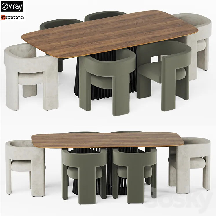 Dining set-01 3DSMAX Model