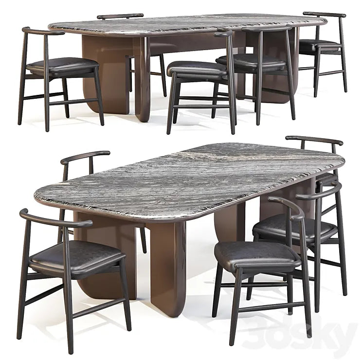 Dining Set: Meridiani (Italo Table and Emilia Chairs) 3DSMAX Model