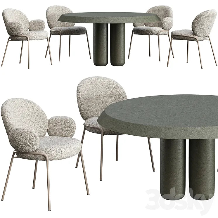 Dining table Cimento Giudecca and chair Freifrau Nana 3DSMAX Model