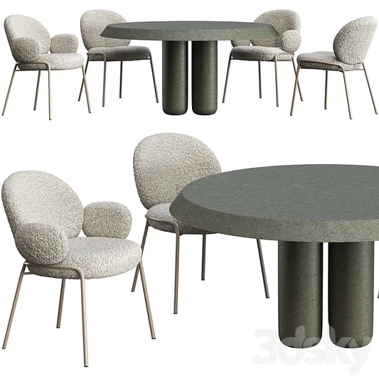 Dining table Cimento Giudecca and chair Freifrau Nana 3DSMAX Model