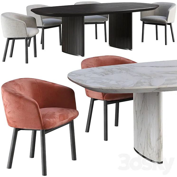 Dining table Gallotti Radice Shiro and chair Livrette 3DSMAX Model