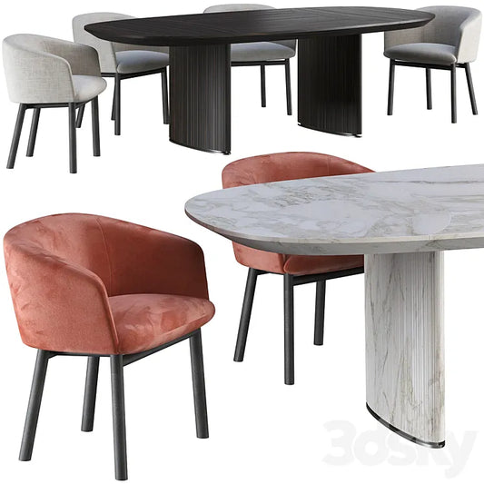 Dining table Gallotti Radice Shiro and chair Livrette 3DSMAX Model