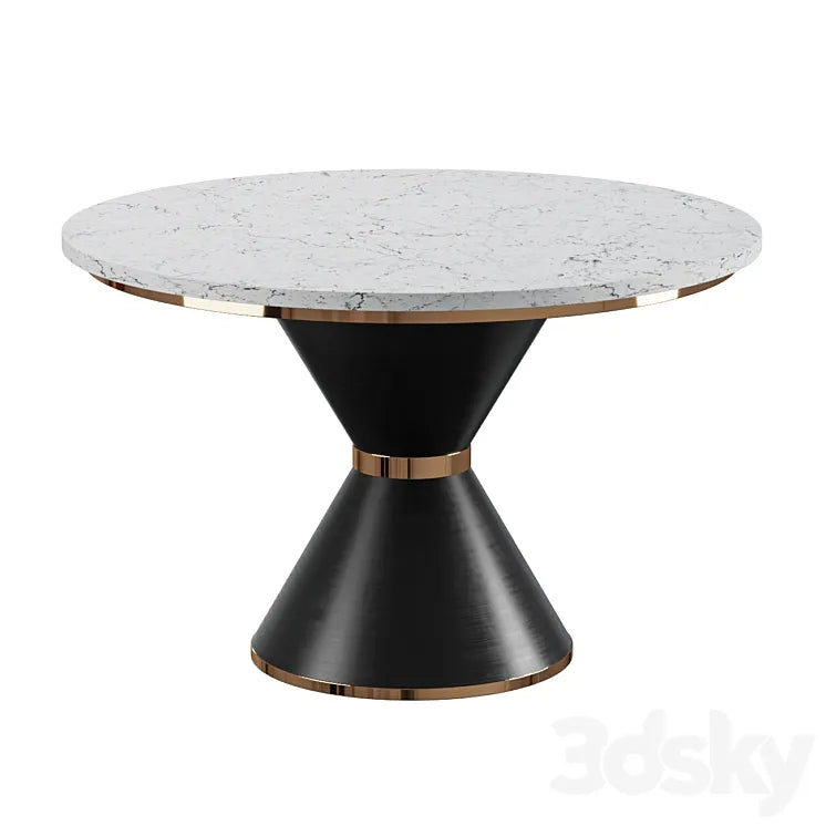 DINING TABLE ROUND ARTIFICIAL MARBLE / BLACK METAL 3DSMAX Model