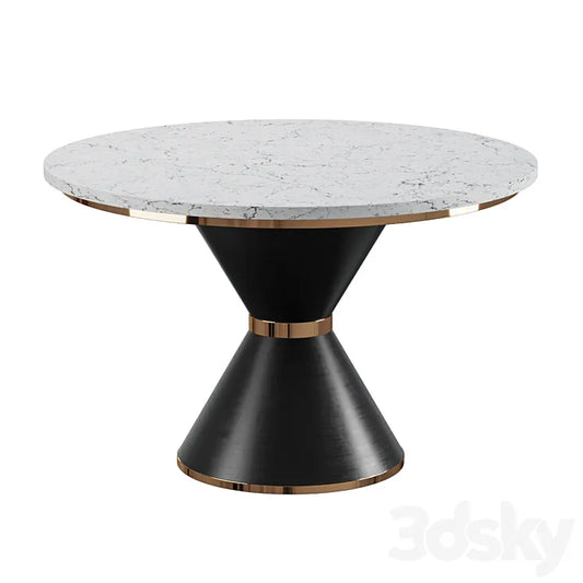 DINING TABLE ROUND ARTIFICIAL MARBLE / BLACK METAL 3DSMAX Model