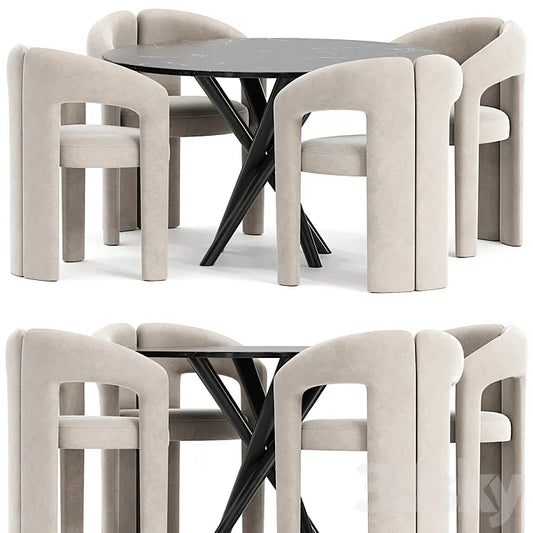 Dudet chair and Baly Marble table 3DSMAX Model