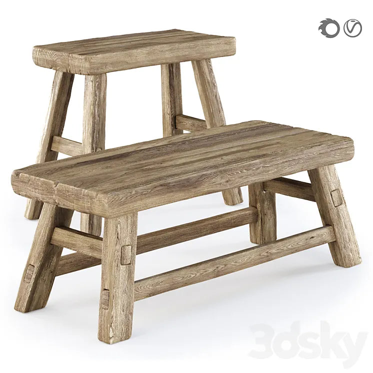 Ebbi wooden benches 3DSMAX Model