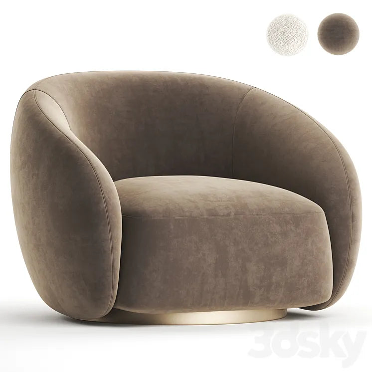 EICHHOLTZ Swivel Armchair BRICE Boucle Cream 3DSMAX Model