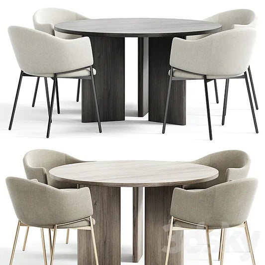 Eliza chair and Giulietta Round Dining Table 3ds Max