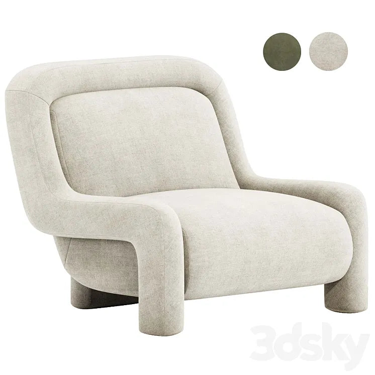 Ellis Chair Mohair Pewter 3DSMAX Model