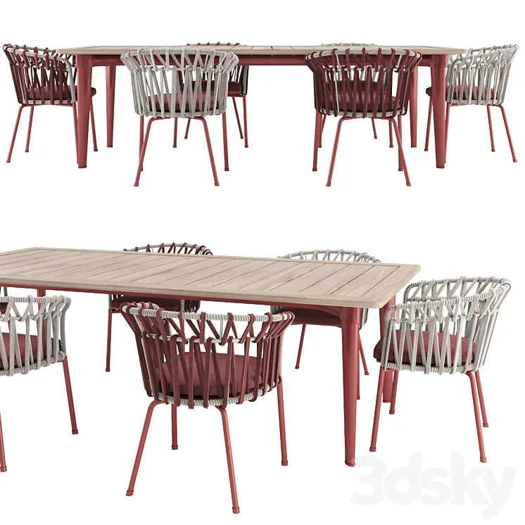Emma cross dining chair and Terrace table 3DSMAX Model