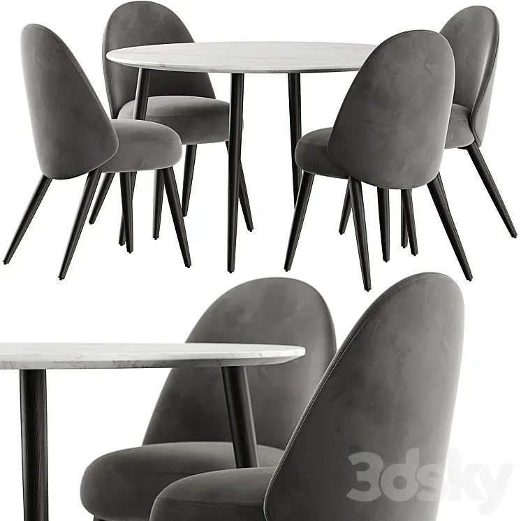 Esstisch Chantilly table and Identites chairs 3DSMAX Model