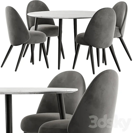 Esstisch Chantilly table and Identites chairs 3DSMAX Model
