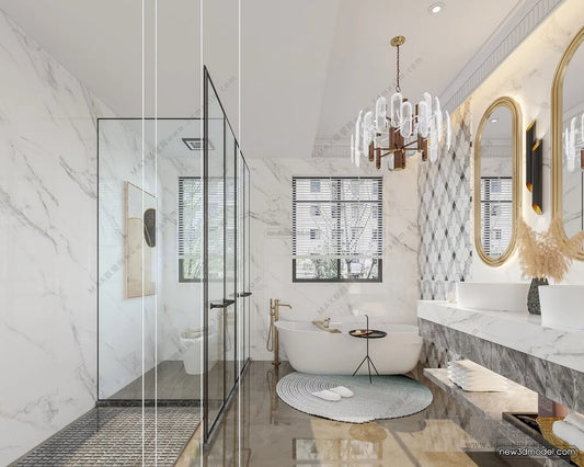 Europe Style Interior 3D Blocks – Bathroom 3D Model – 323 – VRAY