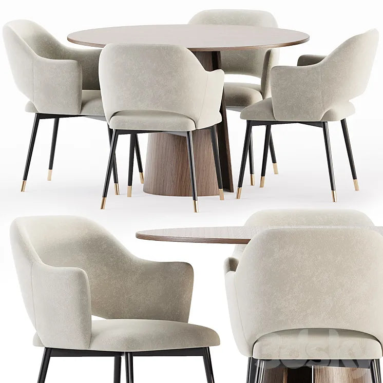 Eva Carver Dining Chair set 3DSMAX Model