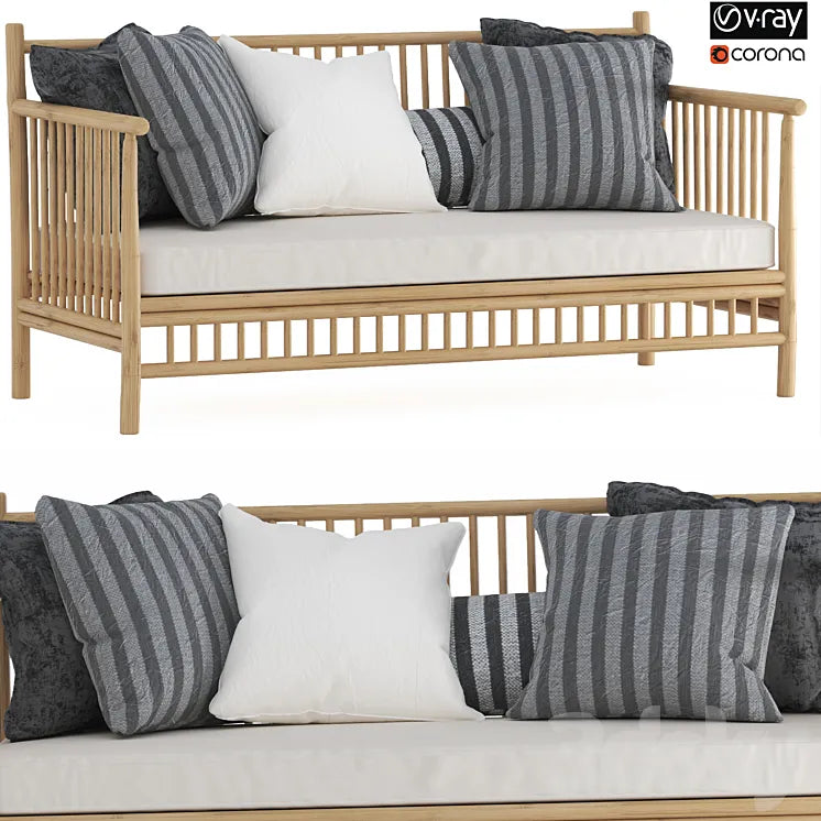 Exotan Bamboo Loungeset-garden bench-02 3DSMAX Model