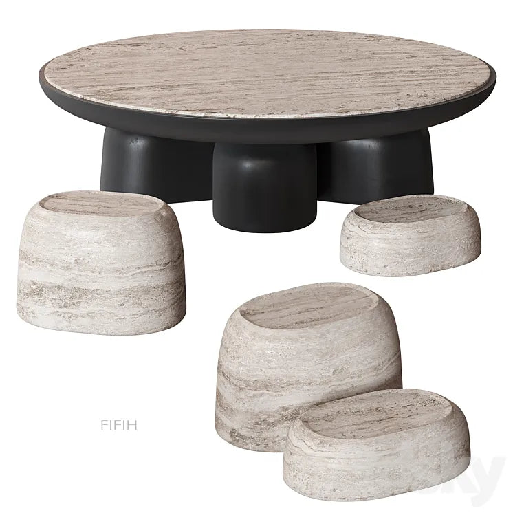 FIFIH coffee table Travertine HOMMÉS 3DSMAX Model