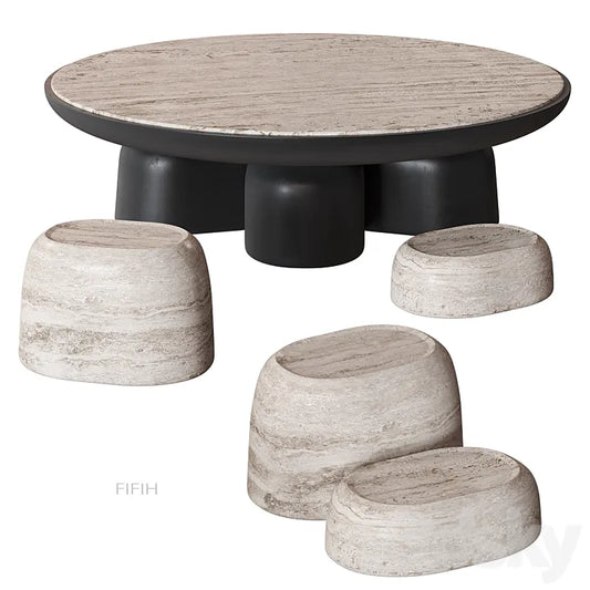 FIFIH coffee table Travertine HOMMÉS 3DSMAX Model