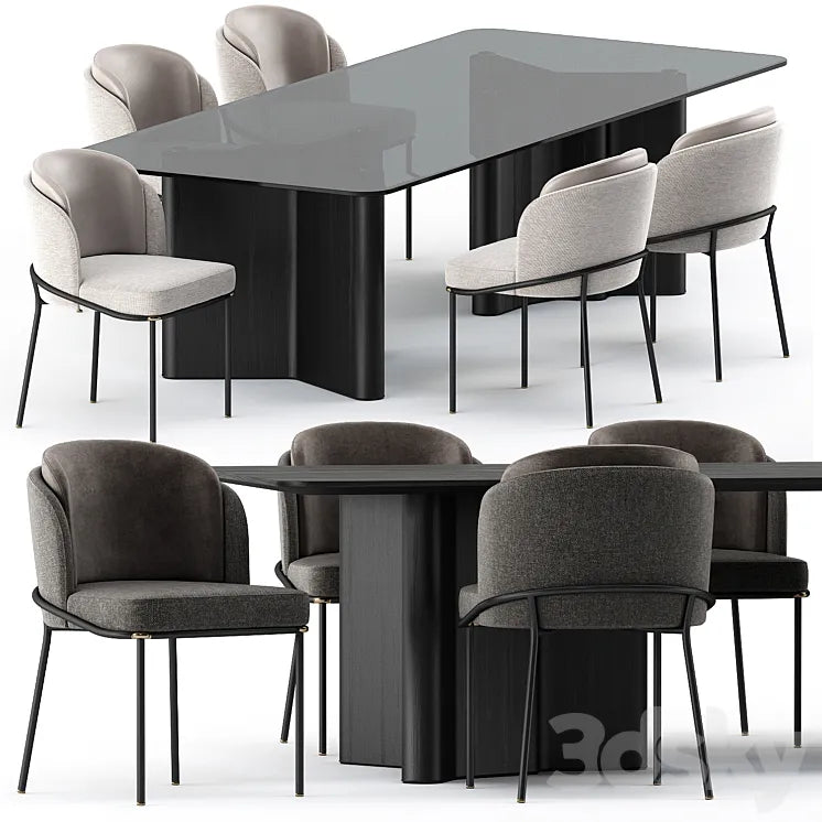 FIL NOIR chair and LOU Dining Table by Minotti 3DSMAX Model