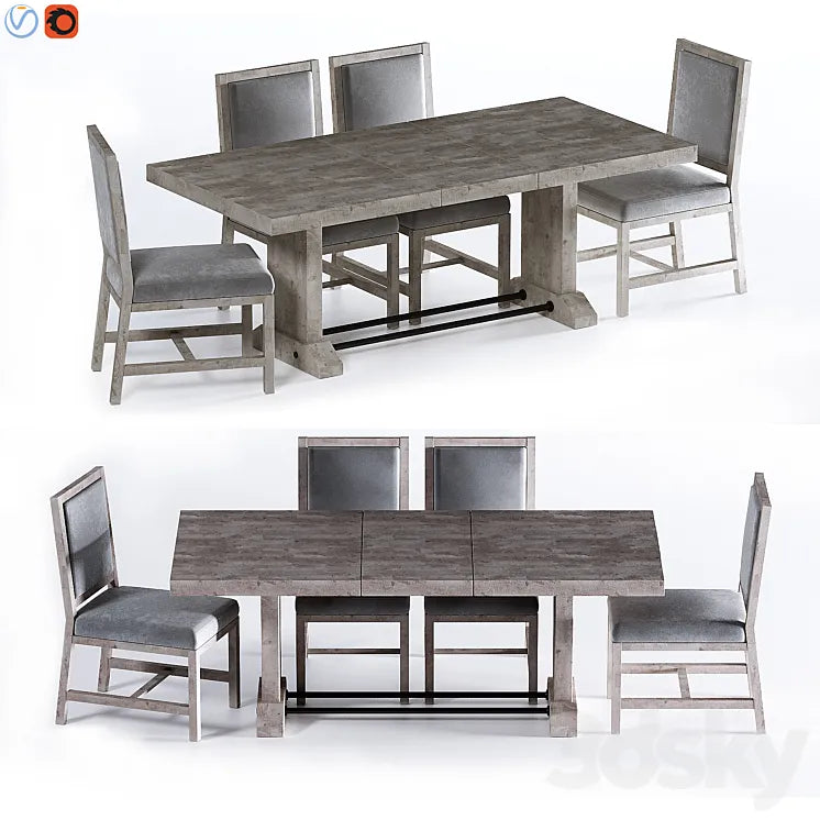 Fort Extending Dining Table 3DSMAX Model