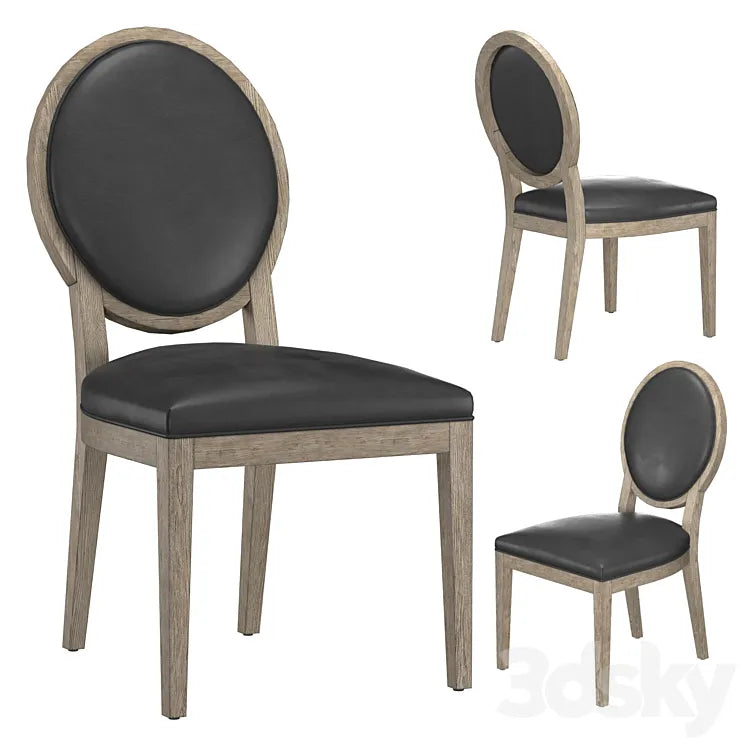 FRENCH CONTEMPORARY ROUND LEATHER DINING SIDE CHAIR 3DSMAX Model
