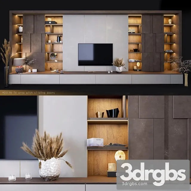 Furniture For TV Zones With Decor 3D Model Free