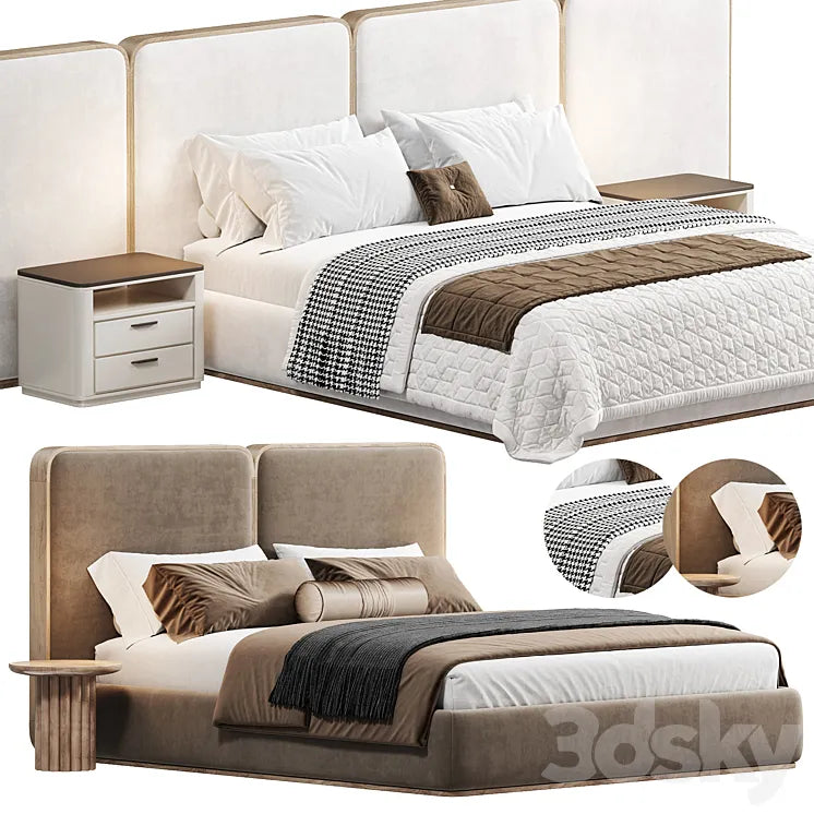 Gem Upholstered King Queen Bed by Adrianahoyos 3DSMAX Model