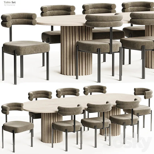 Gian Chair with Huxley Dining Table Set 3DSMAX Model