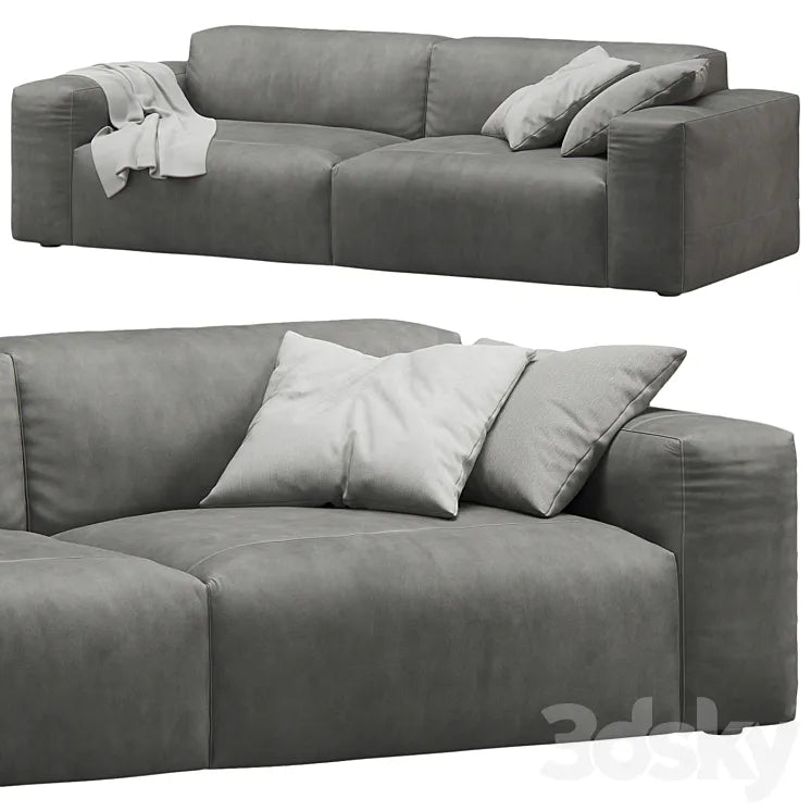 Gray Leather 2seat Cloud Sofa by Prostoria 3DSMAX Model
