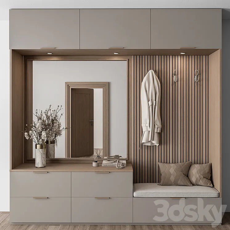 Hallway 46 - Beige and Wood Entrance 3DSMAX Model