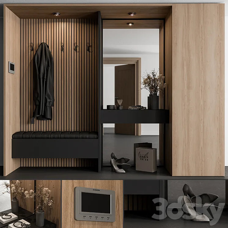 Hallway 57 - Black and Wood Entrance 3DSMAX Model