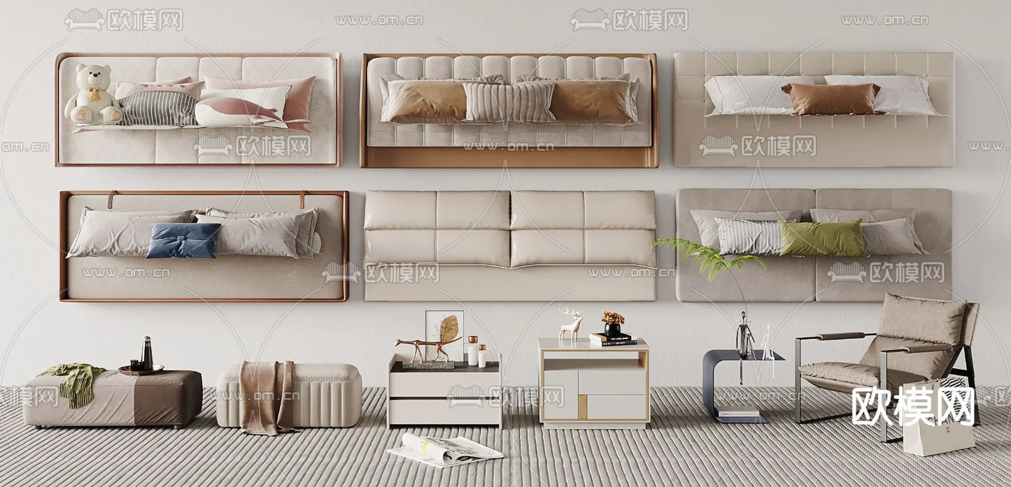 Headboard 3D Model for Bed – Interior 3D – 089