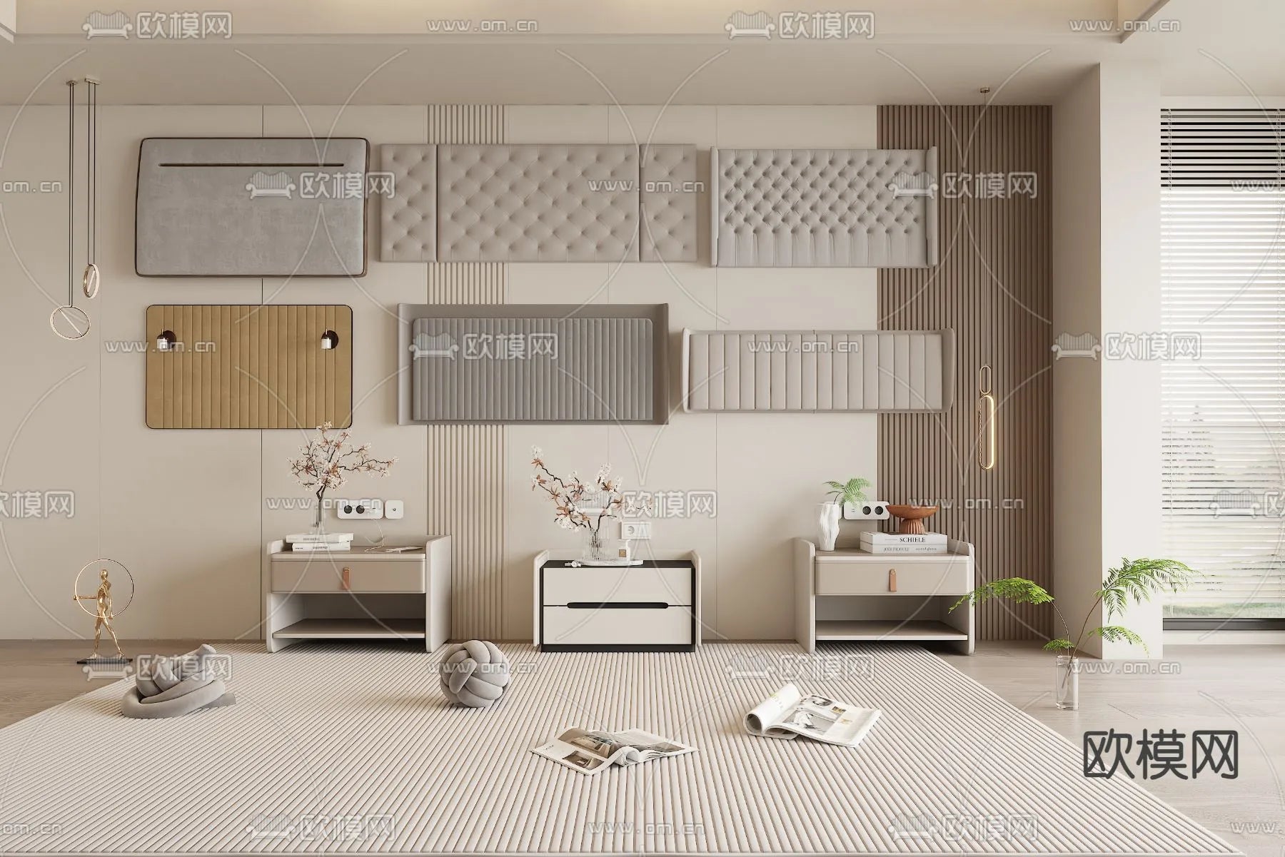 Headboard 3D Model for Bed – Interior 3D – 100