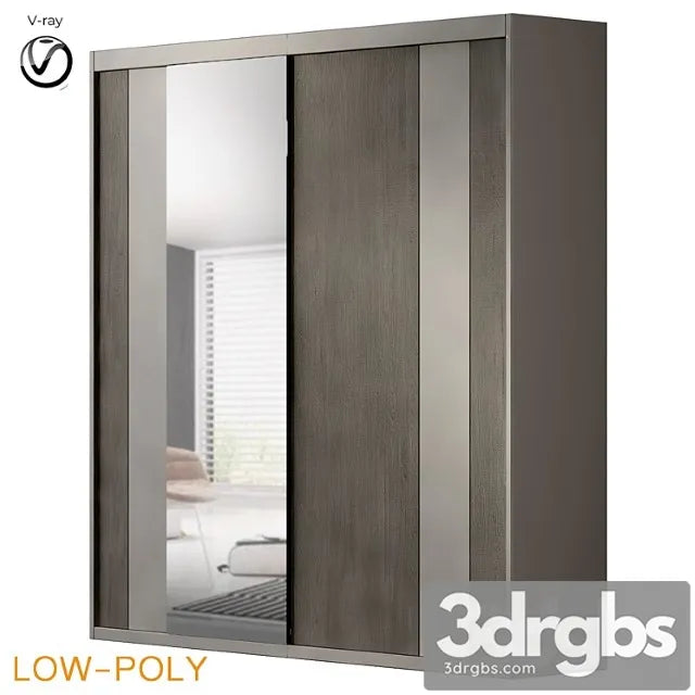 Hokku designs modern 2 door sliding wardrobe (low poly) 3D Model Free