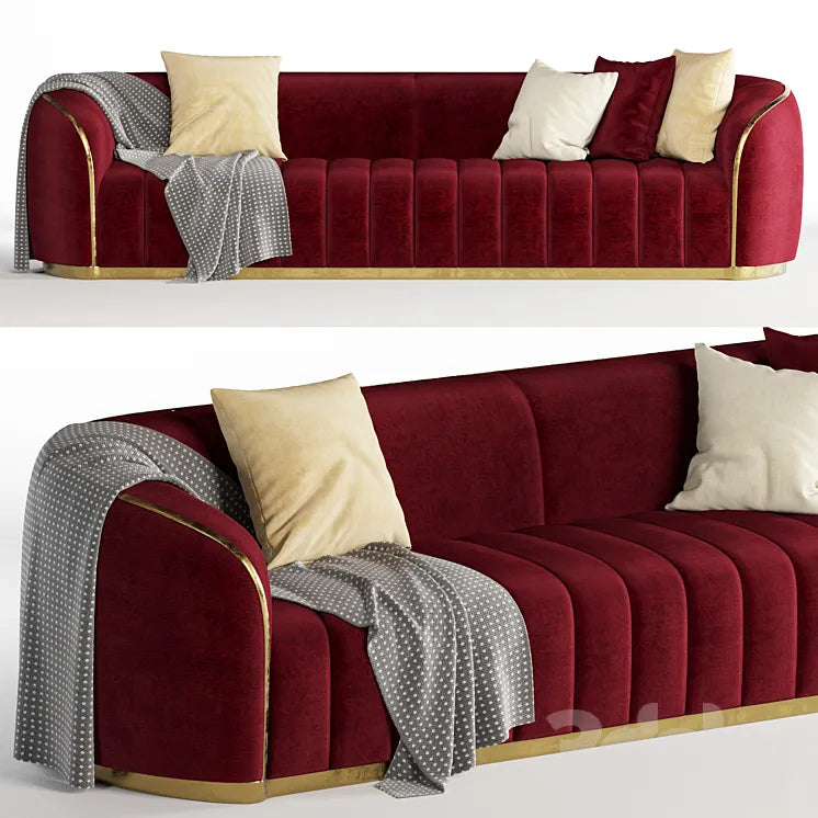 Homary 3-Seater Sofa In Gold Legs 3DSMAX Model