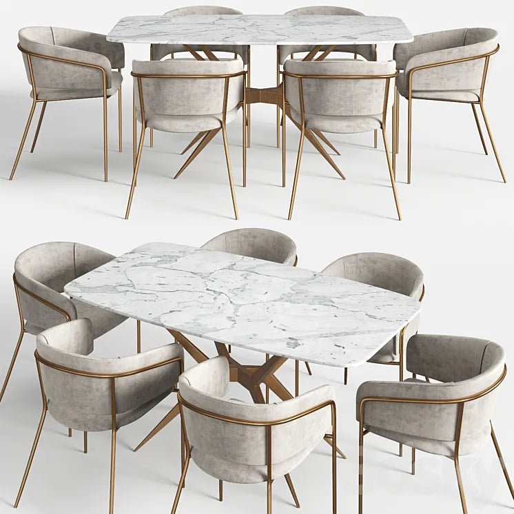 "Homary 63 ""Marble Dining Table set and Vilhena II chairs" 3DSMAX Model