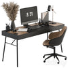 Home Office Black and Wood Table - Office Furniture 296 3DSMAX Model