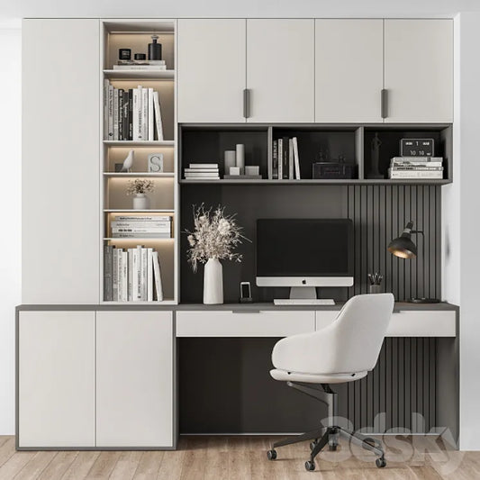 Home Office White Table - Office Furniture 260 3DSMAX Model