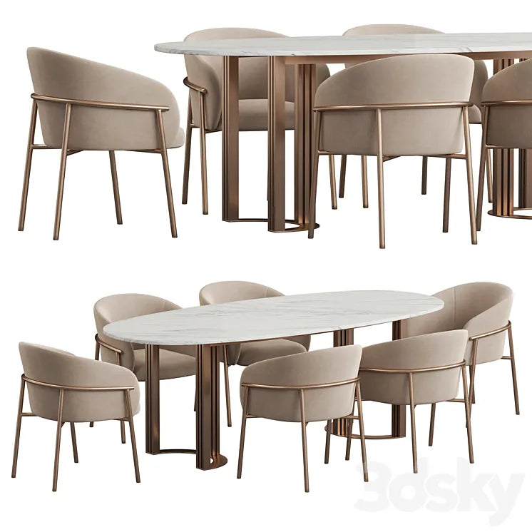 Hudkoff Lord table Rimo chair Dining set 3DSMAX Model