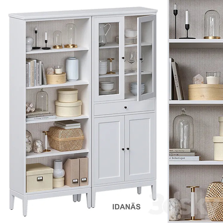 Idanäs Ikea Open cabinet with glass doors 3DSMAX Model