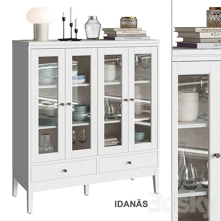 Idanäs Ikea Wardrobe with Folded Glass Doors 3DSMAX Model