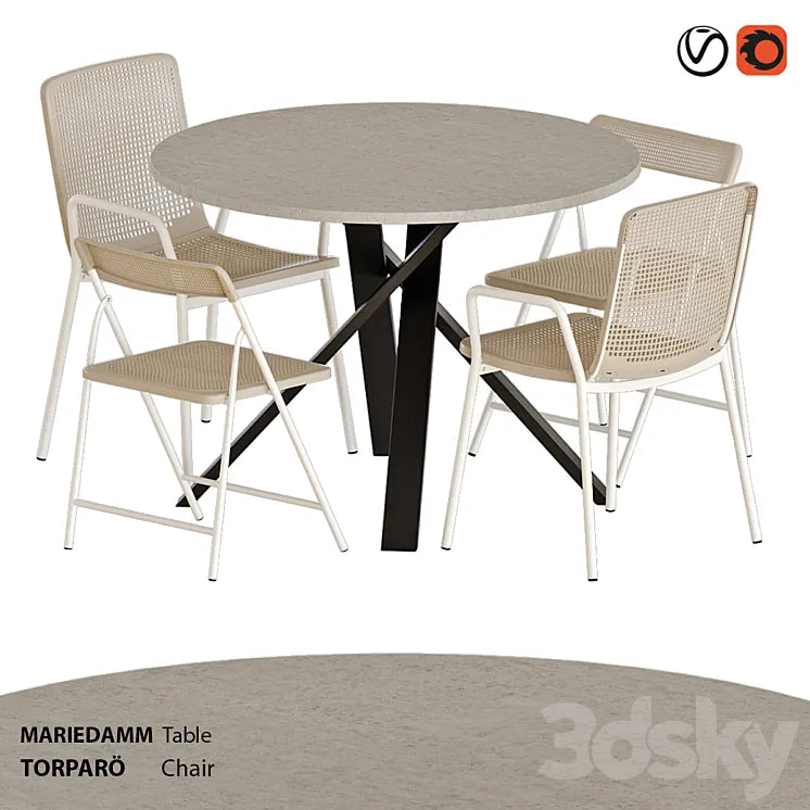 IKEA TORPARÖ chairs and MARIEDAMM table 3DSMAX Model