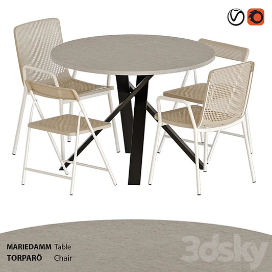 IKEA TORPARÖ chairs and MARIEDAMM table 3DSMAX Model