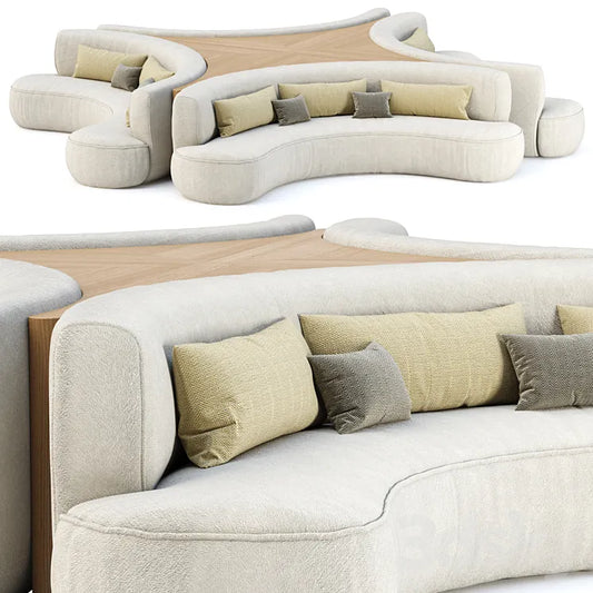 Jenifer modular restaurant sofa JR20 / Modular restaurant lounge sofa 3DSMAX Model