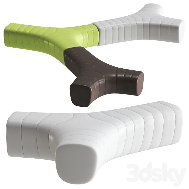 JETLAG Modular polyethylene bench by Plust 3DSMAX Model