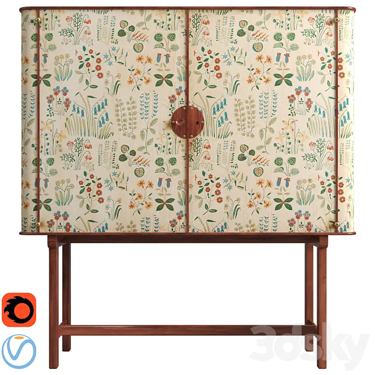 Josef Frank mahogany cabinet | floral chintz fabric 'Fatima' 3DSMAX Model